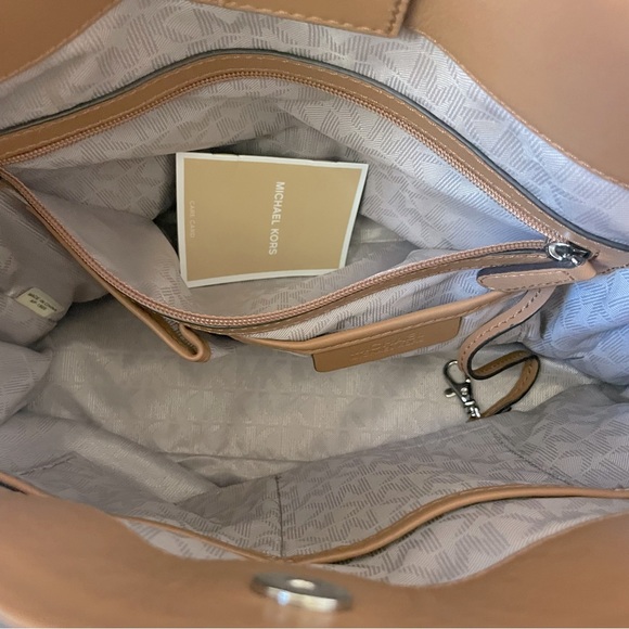 Michael Kors Hamilton Frame Out Steel Gray Acorn Leather Satchel Bag - Picture 14 of 15